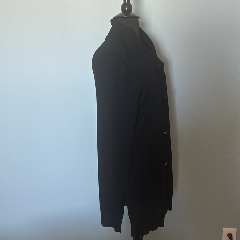 Exclusively Misook Black Ribbed Button Front Card… - image 4